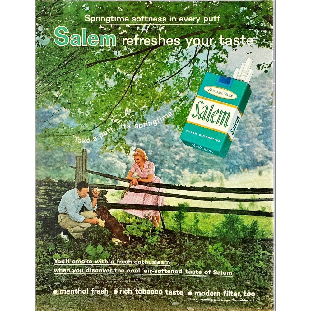 Salem Filter Cigarettes "Springtime Softness in every Puff" Vtg Print Ad 1963
